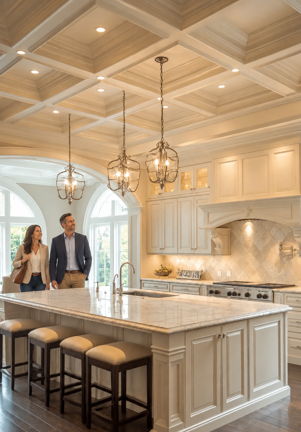 Couple considering their next home in a welcoming kitchen
