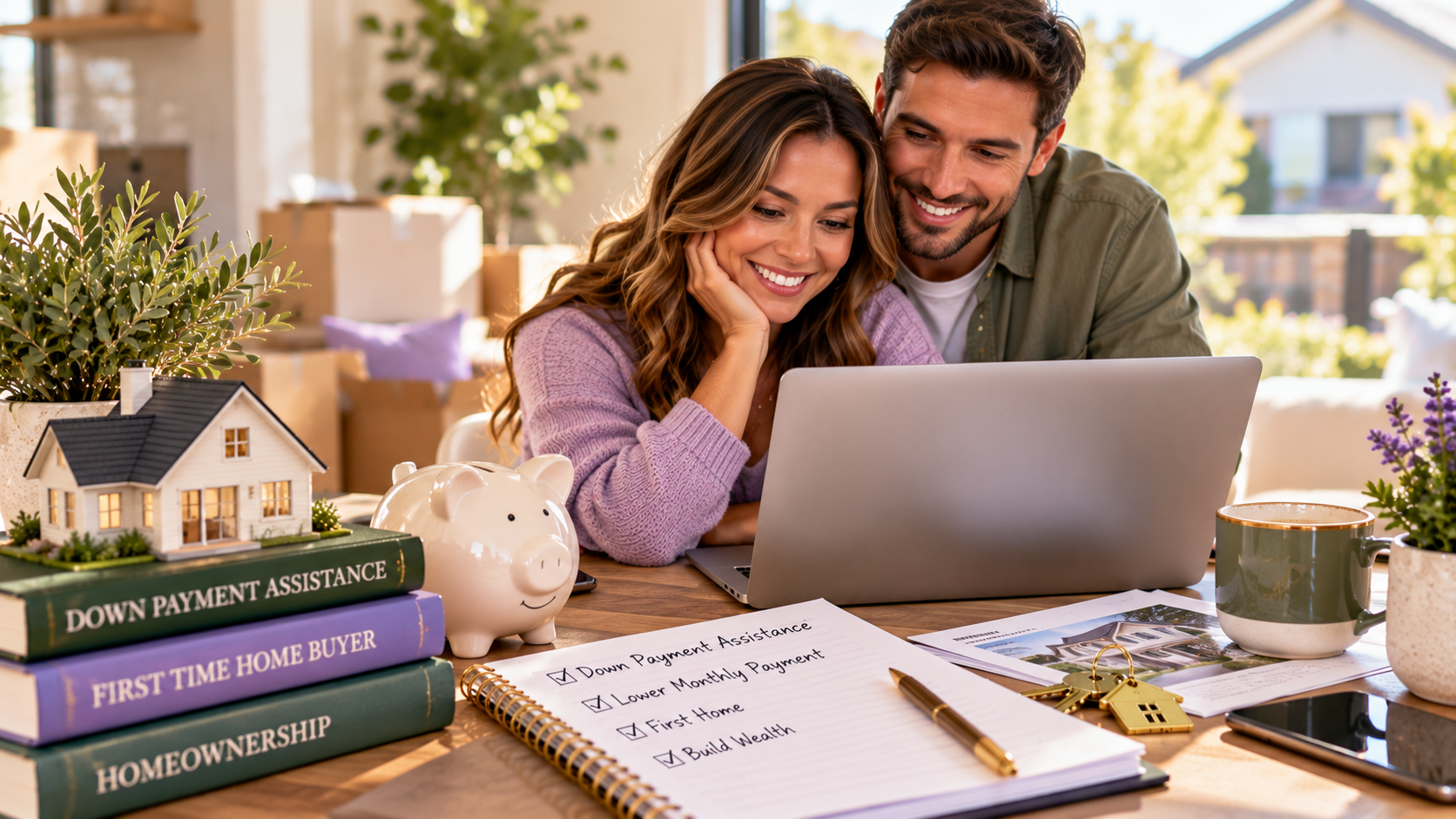 Couple planning a first home purchase with down payment assistance resources