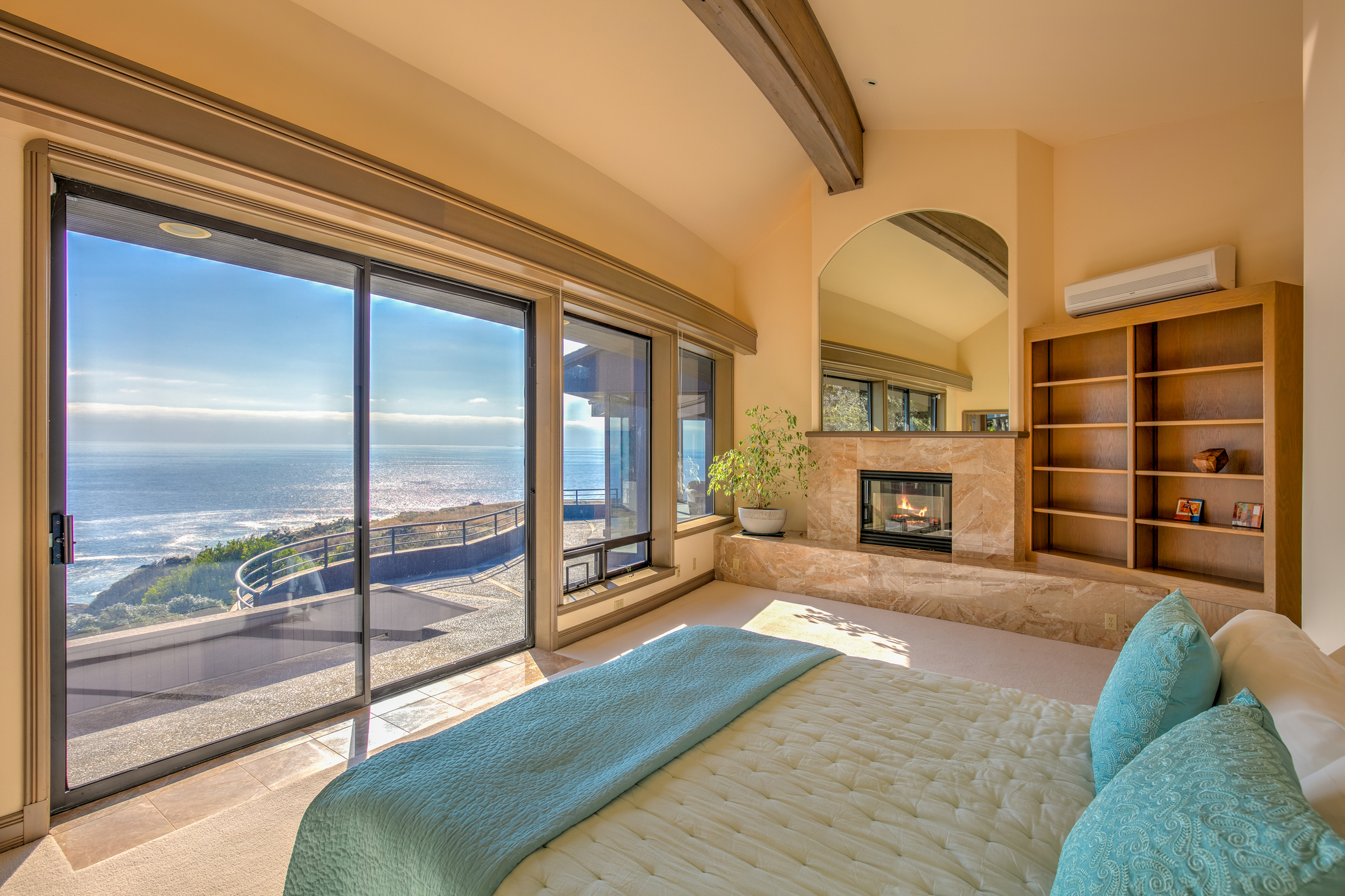 California home at sunset