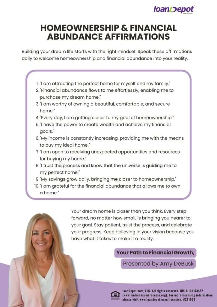 Homebuyer affirmation and vision board