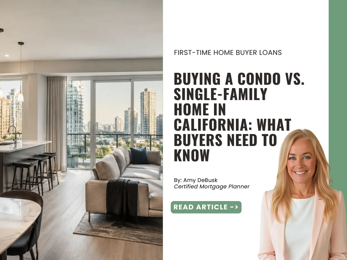 Modern California condo interior with city skyline views featured in a guide comparing condo ownership and single family homes.
