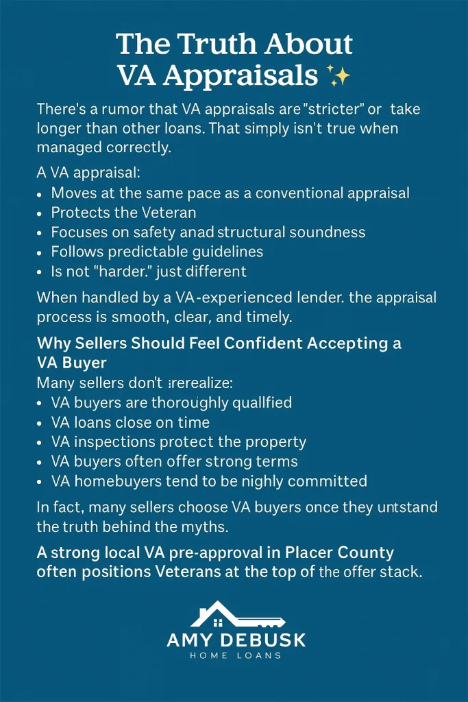 Graphic showing VA home loan tips and pointers with icons and text designed to help Veterans understand their benefits.