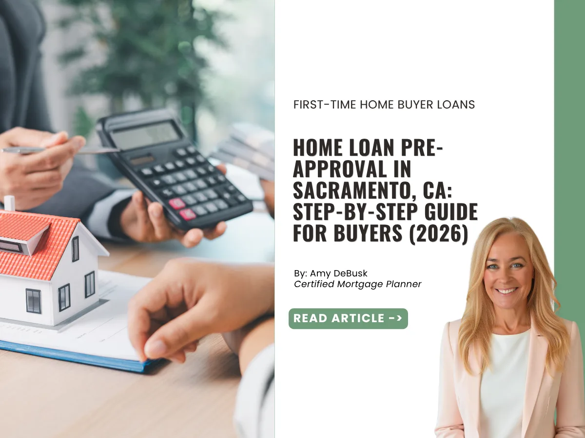 Homebuyer reviewing mortgage financing details and pre-approval calculations during the home loan pre-approval process in Sacramento, California.