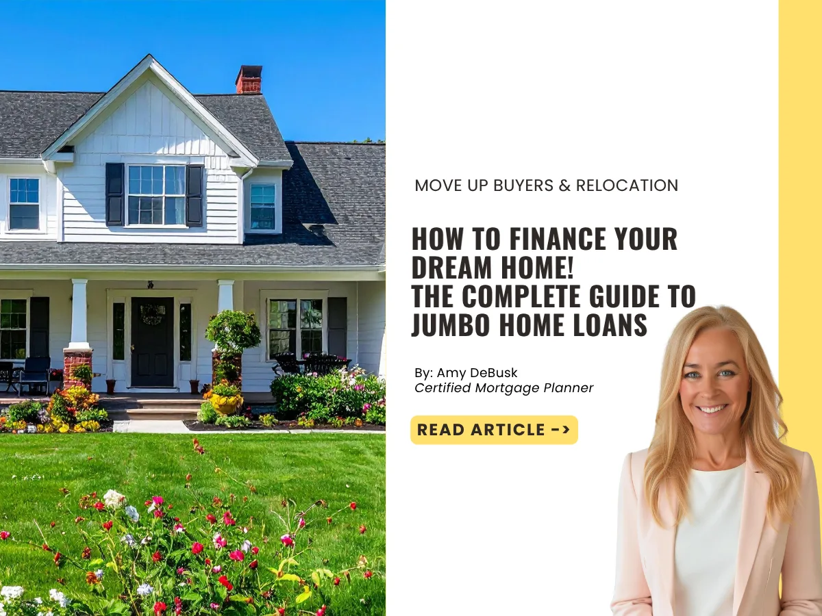 Cover image for a guide about jumbo home loans, featuring a luxury California home and explaining financing options for buyers purchasing higher priced properties.