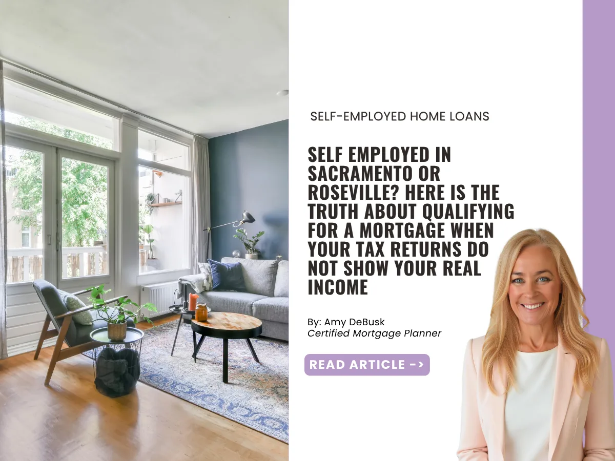 Bright modern living room with large windows, comfortable seating, and natural light, representing homeownership opportunities and mortgage solutions for self employed borrowers in Sacramento and Roseville, California.