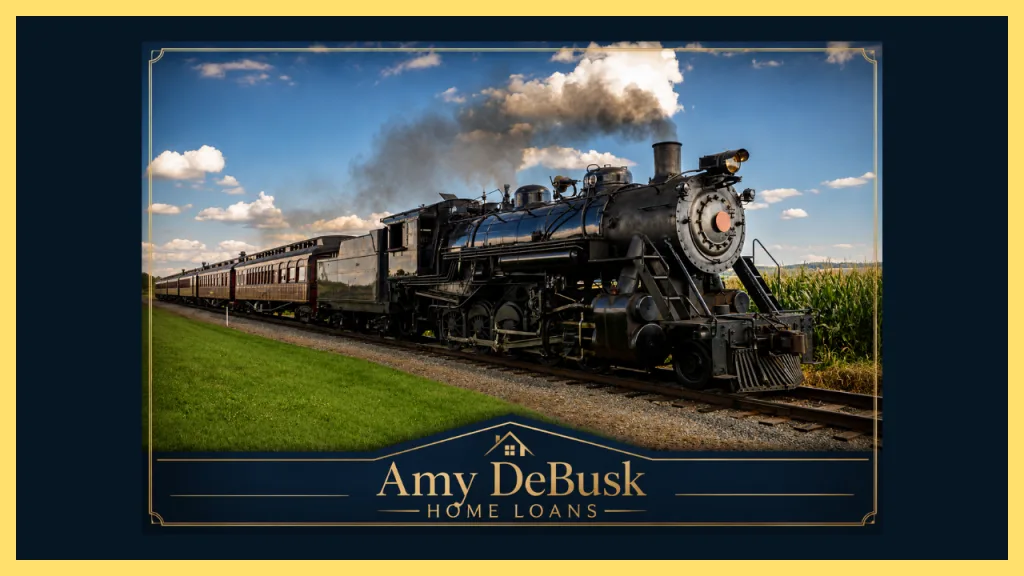 **Alt text:**

Historic black steam locomotive pulling passenger cars through farmland, representing Roseville, California's railroad history and its influence on the local housing market.

