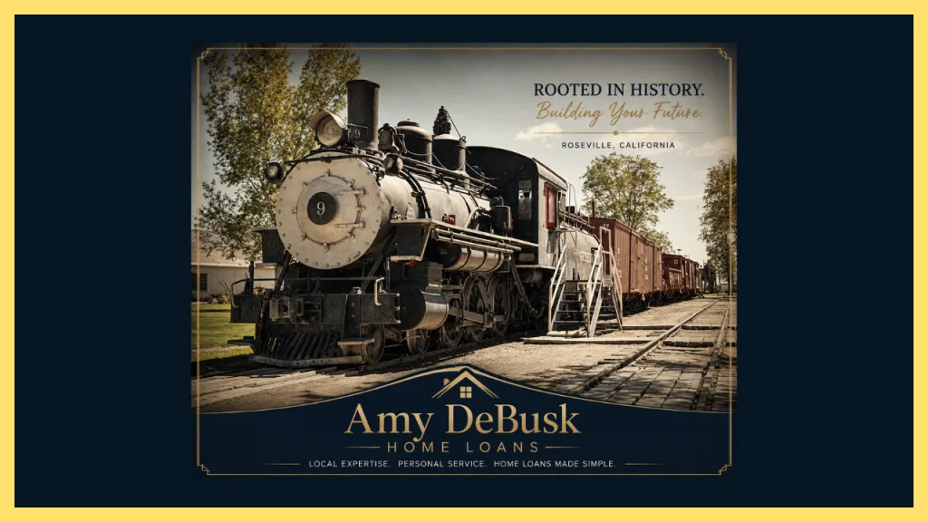 **Alt text:**

Vintage steam locomotive on railroad tracks in Roseville, California, highlighting the city's deep railroad history and its lasting connection to the community today.

