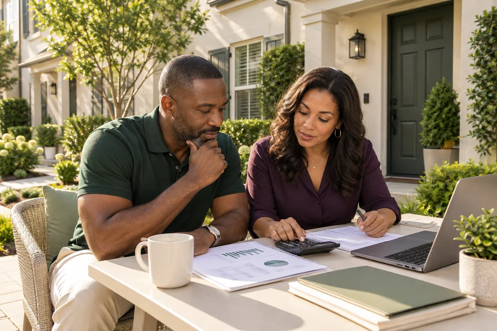 Rental investors reviewing a property spending plan together