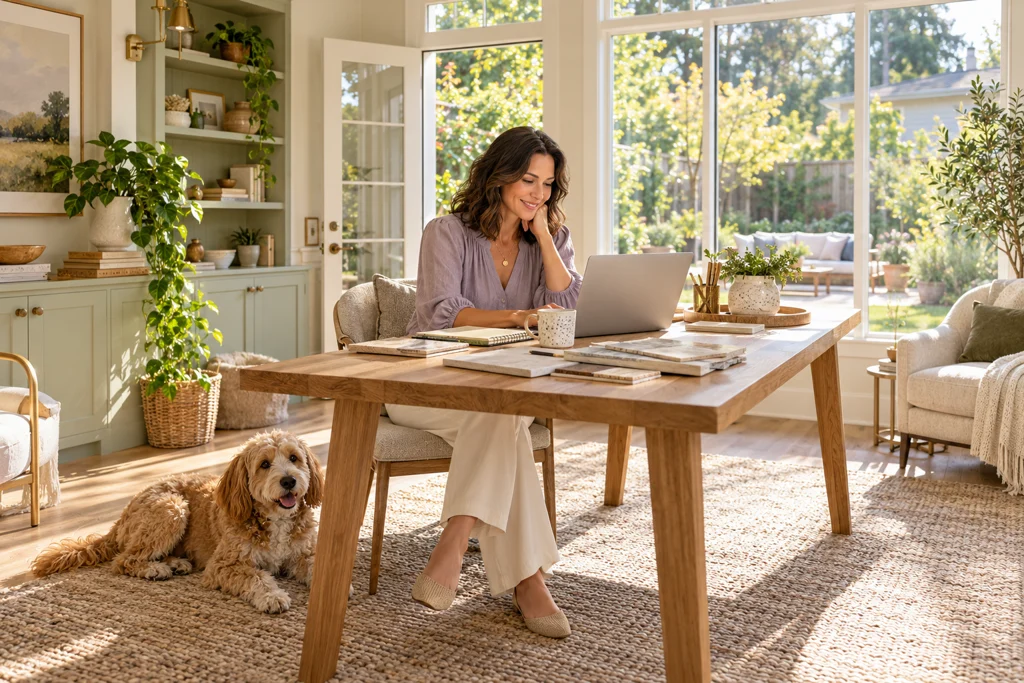 Self-employed professional working from a home office