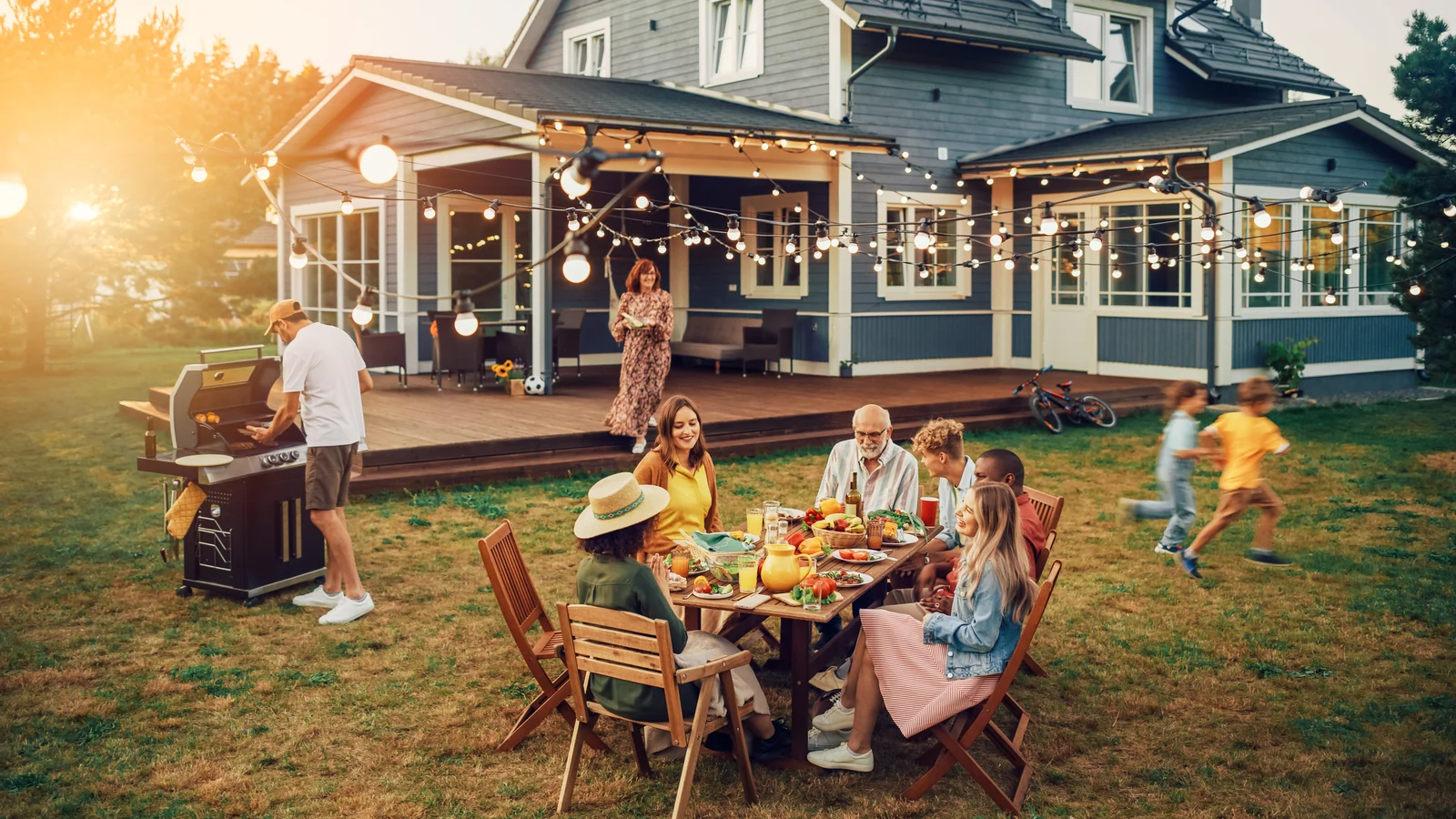 A growing family in the yard of the next house