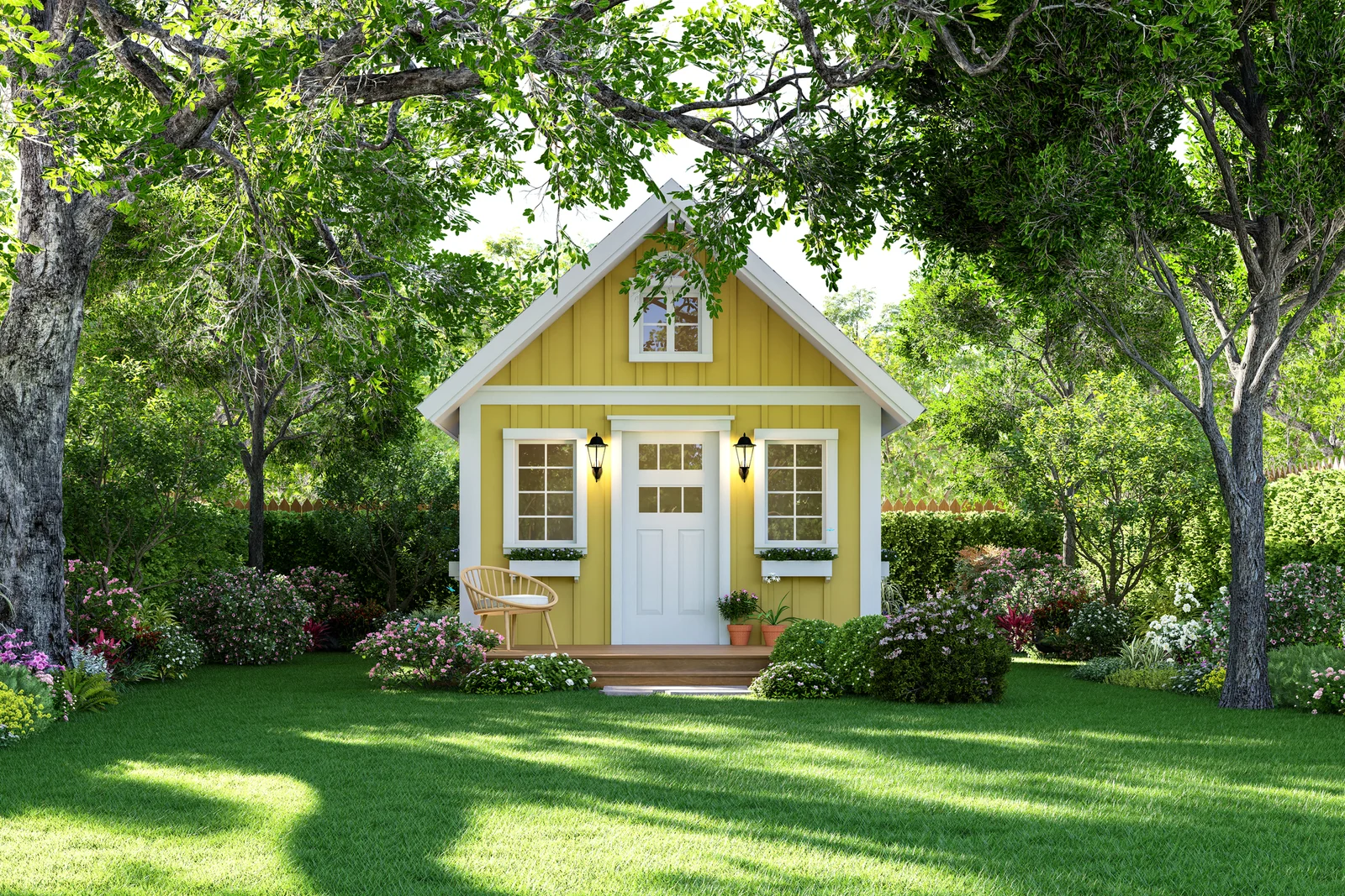 A settled California home with a front yard