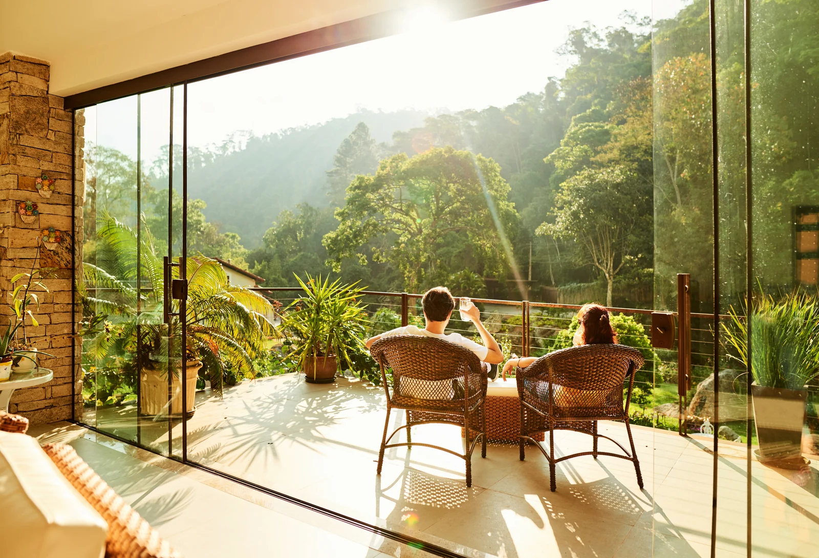 A couple taking in the view from a simpler home