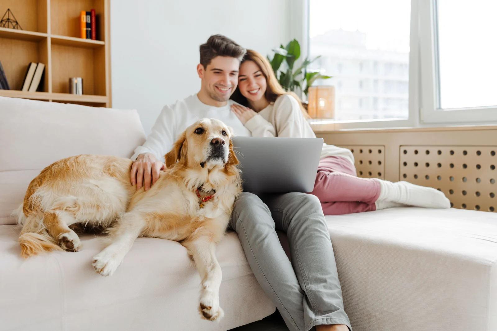 Homeowners relaxing together at home