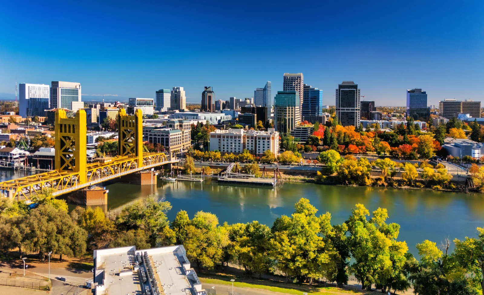 Downtown Sacramento skyline and Tower Bridge